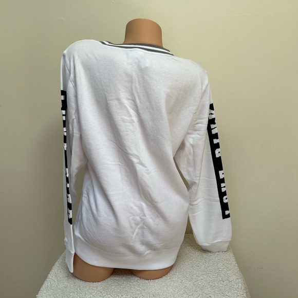 Victoria’s Secret PINK Collegiate Crew Neck Sweat Shirt Top Tropical Fern Palm S - Picture 2 of 8